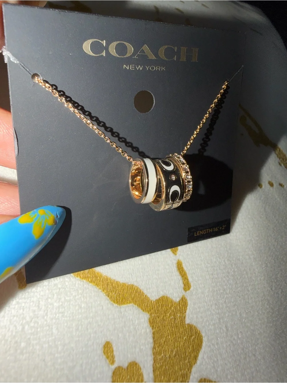 Coach Faux-Stone Signature C Enamel Rondelle Necklace